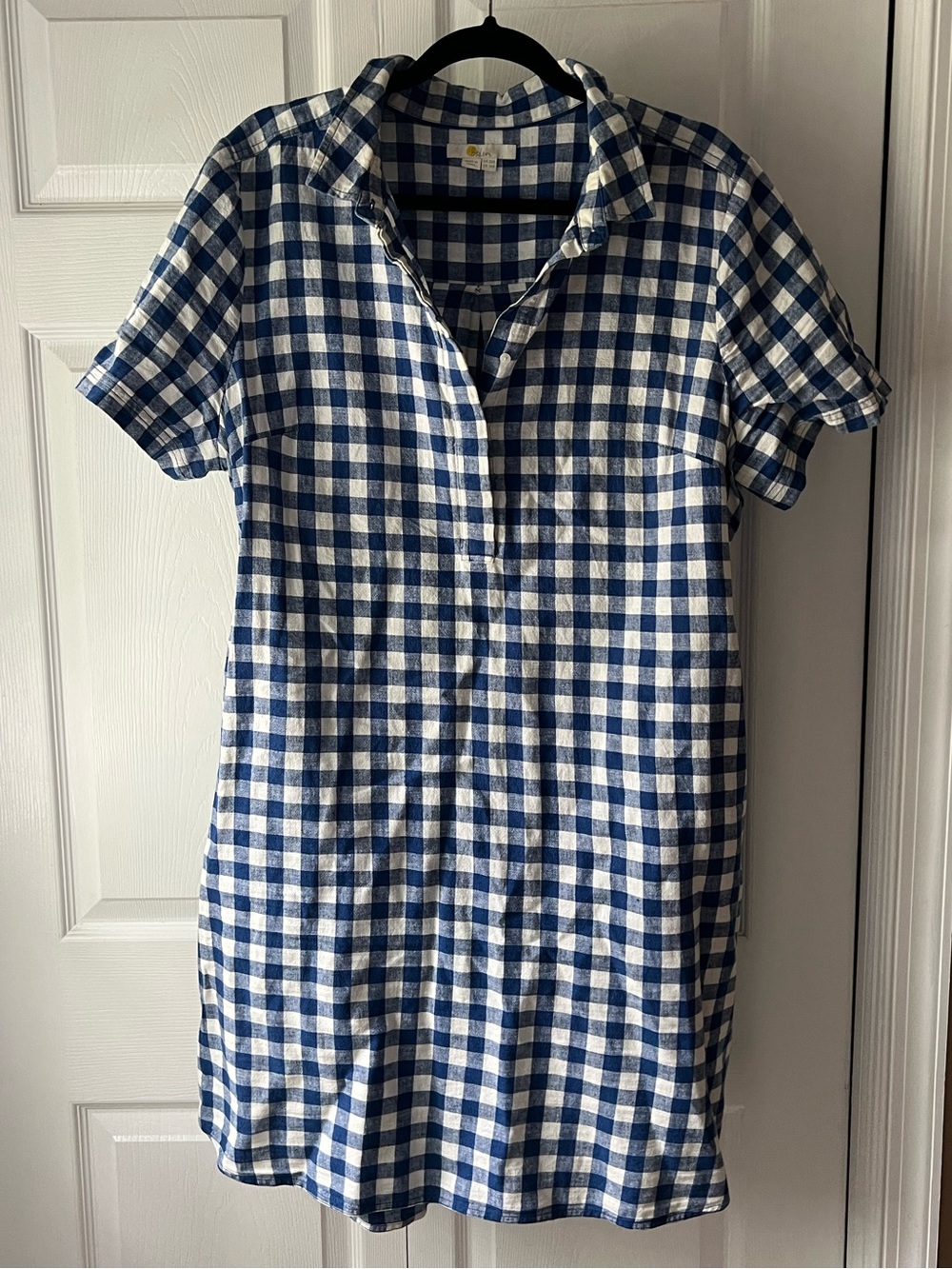 Boden Blue and White Gingham Short Sleeve Shirt Dress